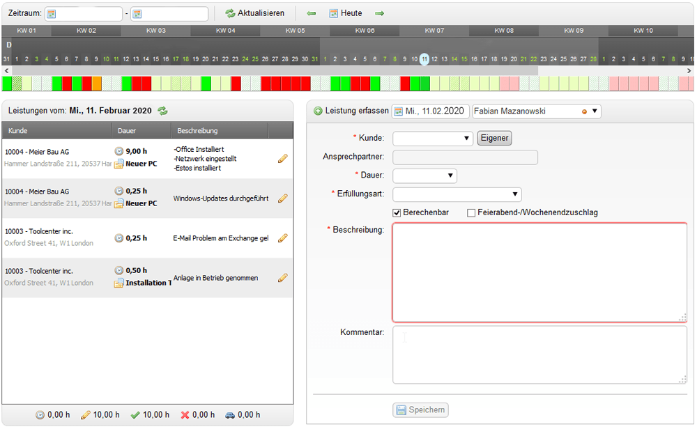 Leistungen erfassen IT Systemhaus