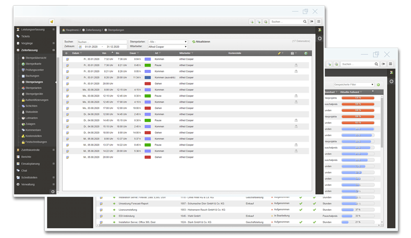 Stempelübersicht Zeiterfassung Leistungserfassung